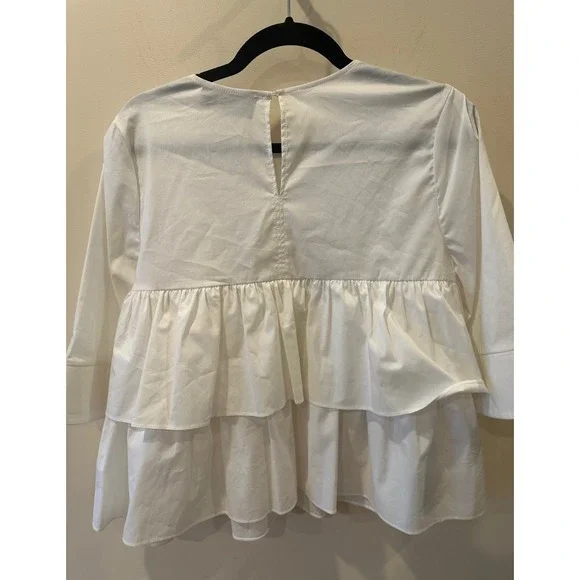 Anthropology Sunday in Brooklyn NWOT White Tiered Structured Blouse Cotton - NO - Picture 2 of 6